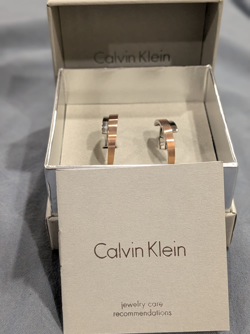 Calvin Klein Two-Tone Rose Gold and Silver Earrings